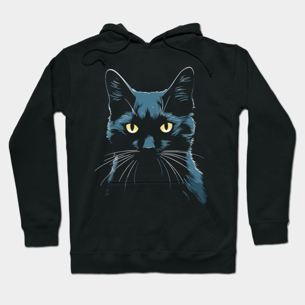 Kawaii Anime Cat Gifts Men Kids Women Black Cat Hoodie by KsuAnn